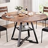 Round Dining Table for 4,Kitchen Dining Room Circle Dinner Pedestal Table,Space Saving Wood Kitchen & Dining Room Furniture (Vintage, 47In)