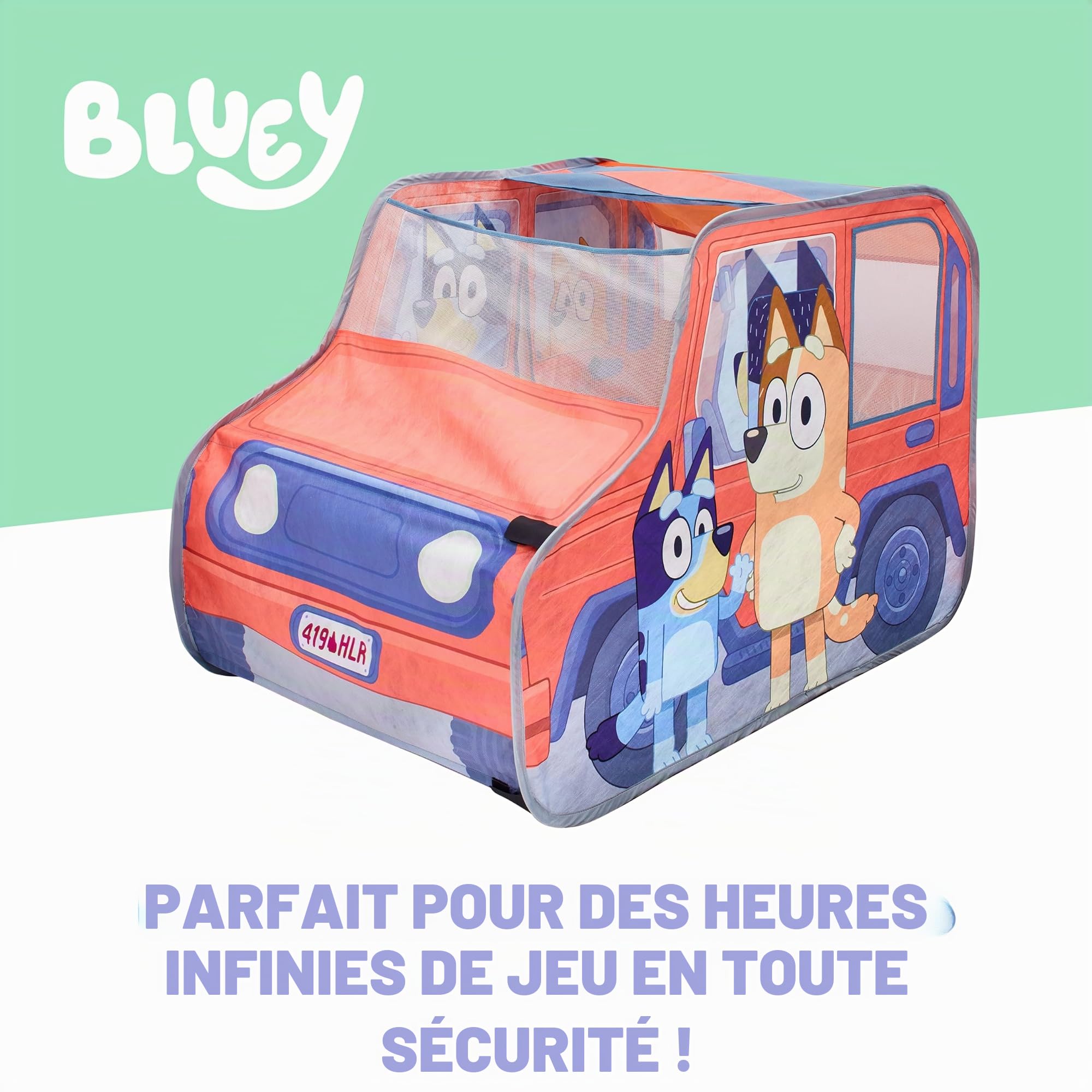 Tente de Jeu Pop-up Bluey - Le 4x4 de la Famille Heeler - Tente de Jeu Pop-up pour Enfants