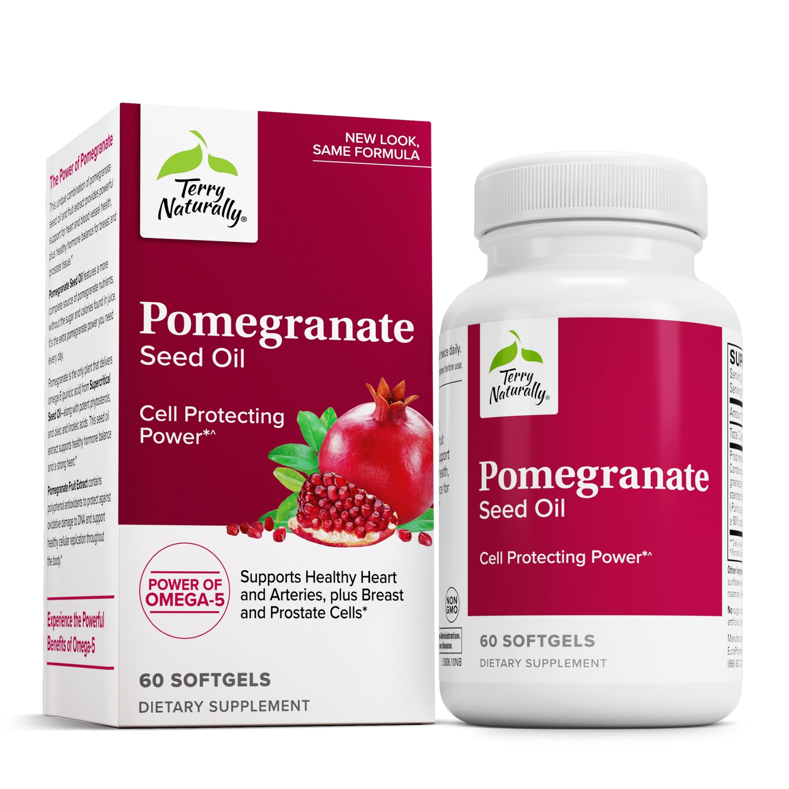 Terry Naturally Pomegranate Seed Oil - Dietary Supplement to Support Cardiovascular Health - Herbal Non-GMO Supplement with Omega-5 & Pomegranate