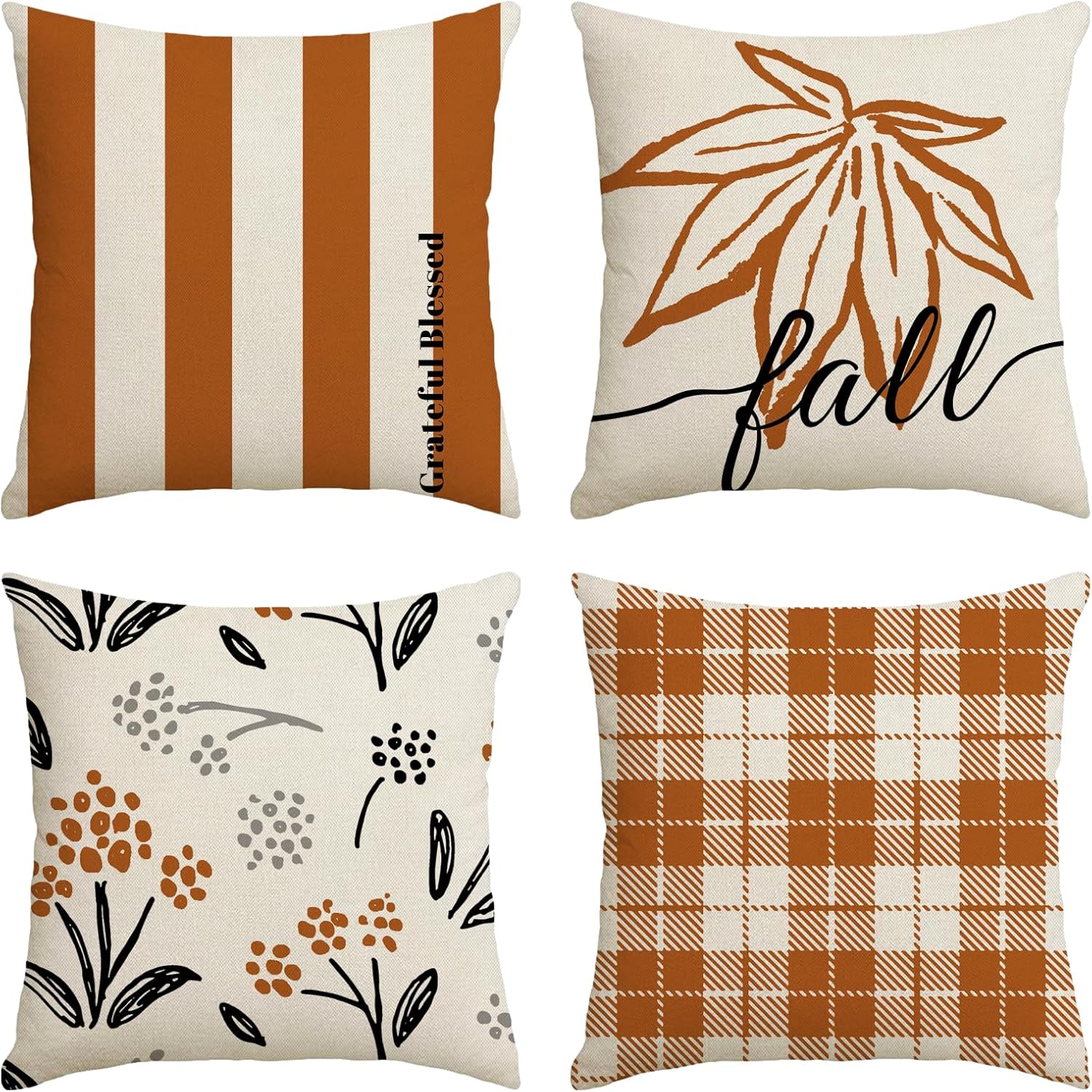 ZLWX LIFE Set of 4 Fall Decorative Throw Pillow Covers