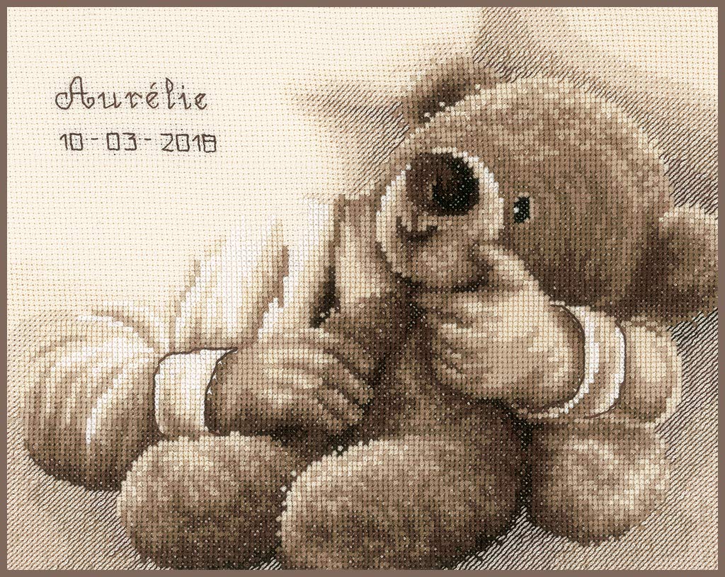 Vervaco Counted Cross Stitch Kit Teddy Bear, Cotton, Multicoloured, 25 x 20 x 0,3 cm