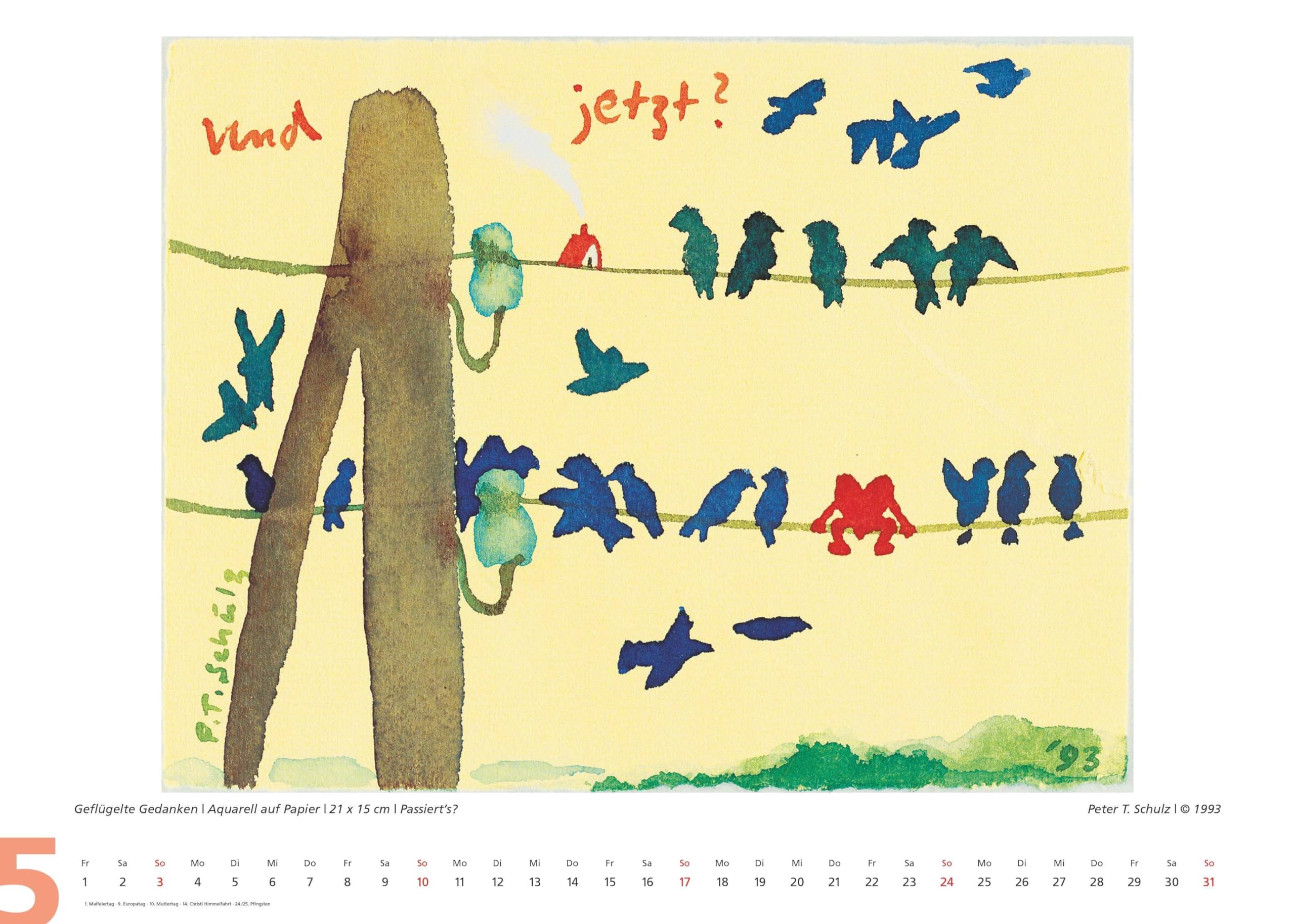 DUMONT - Herzklopfen 2026 – Wandkalender 70x50 cm mit 12 Malereien von Peter T. Schulz („Der Olle Hansen“) und hintersinnigen Zitaten