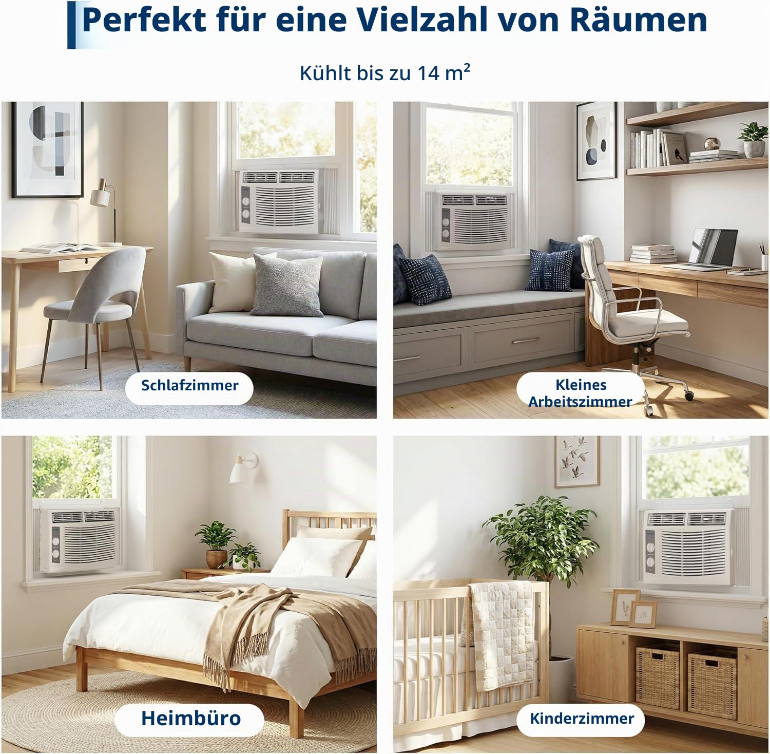Smart 6000 BTU Fenster-Klimaanlage mit WLAN, AC-Einheit für Fenster mit Fernbedienung und App, Timer-Funktion und einfache Installation Kit für Räume bis 350
