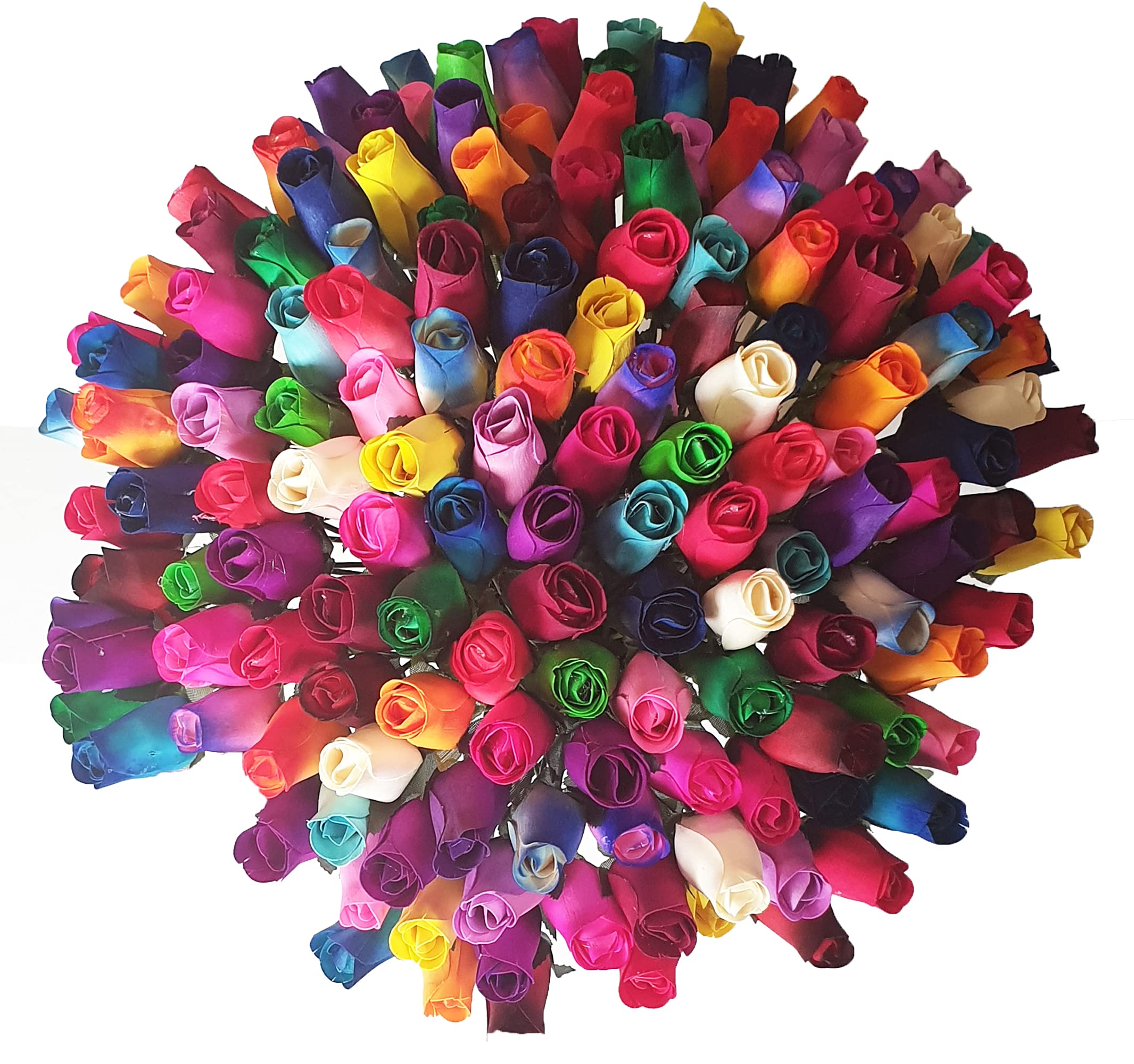 100 Wooden Roses In Many Colours 100 Single Rose Stems For Creating Bouquets or Displays In Craft project and More (Random Mix)