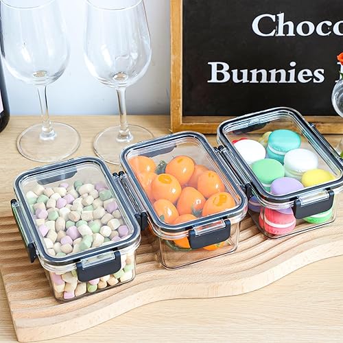 Miniatura 7 de Moretoes 3 recipientes herméticos de almacenamiento de alimentos con tapas, de plástico, apilables, para comida preparada, para comida (3