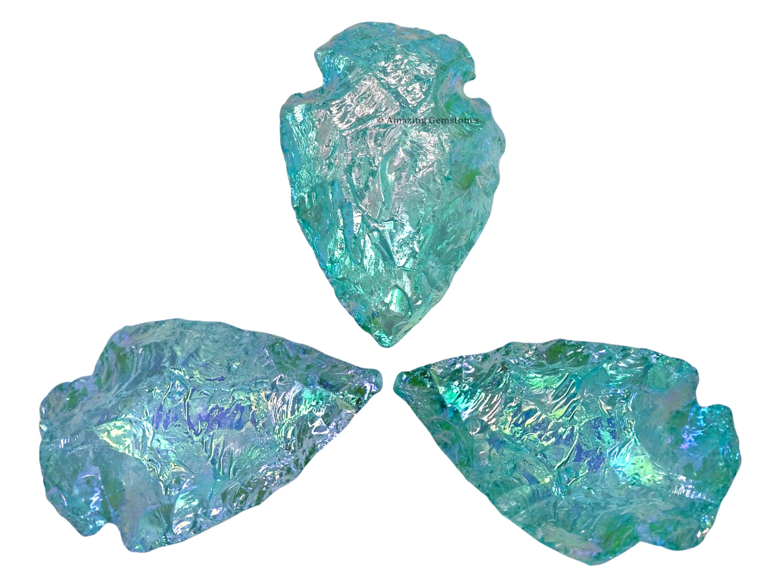 Amazing Gemstone Aqua Aura Quartz Arrowhead, Crystal and Healing Stone Flint Rock Arrow Head - 1" to 1.5" Arrowheads for DIY Project Craft Point