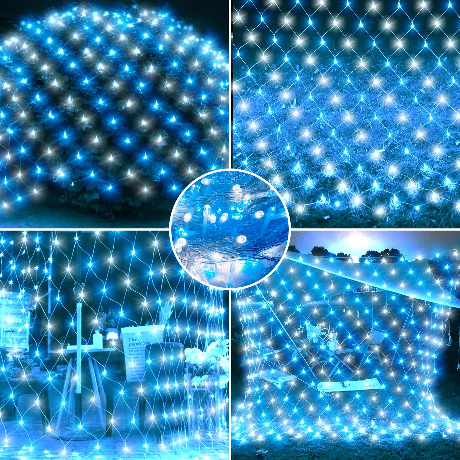 CORST 3 x 2 m 200 LED Filet lumineux Rideau intérieur,Buissons Guirlande lumineuse,Connectable avec télécommande et minuterie 8 modes (bleu+blanc)