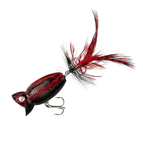 Miniatura 7 de Arbogast Señuelo de pesca Hula Popper 2.0 Topwater con gancho agudo emplumado y cuerpo de patrón de grietas