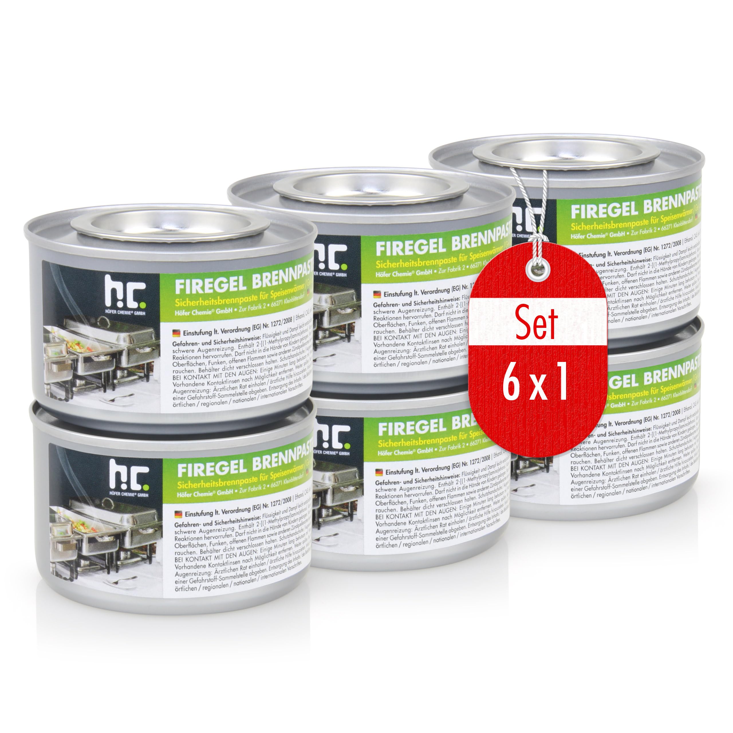 Höfer Chemie Firegel Brennpaste – 6 x 200 g zum Warmhalten von Speisen