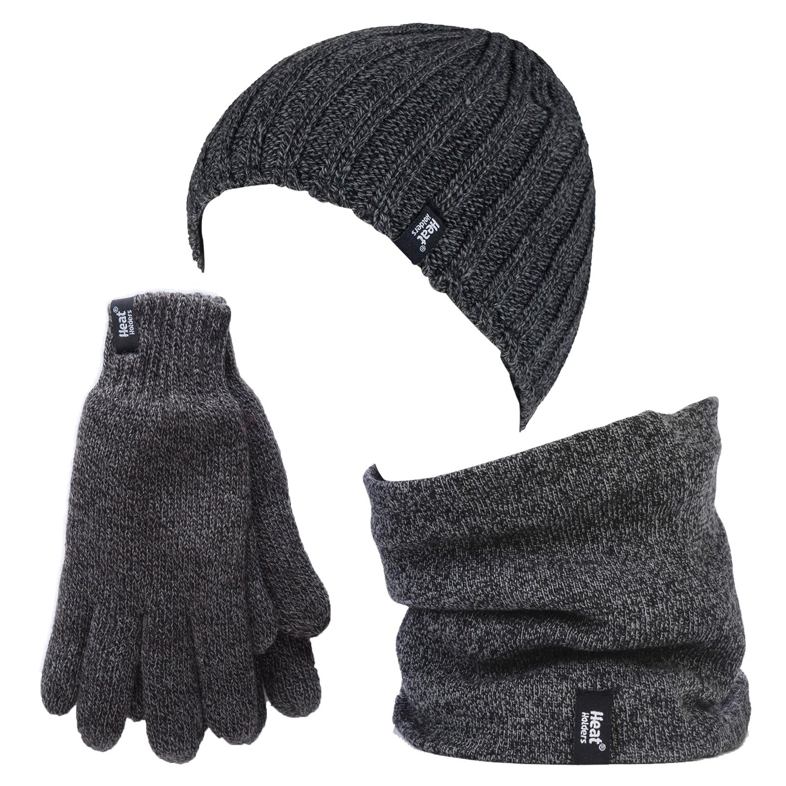 Thermal Winter Fleece Cable knit Hat, Neck Warmer and Gloves set for Men