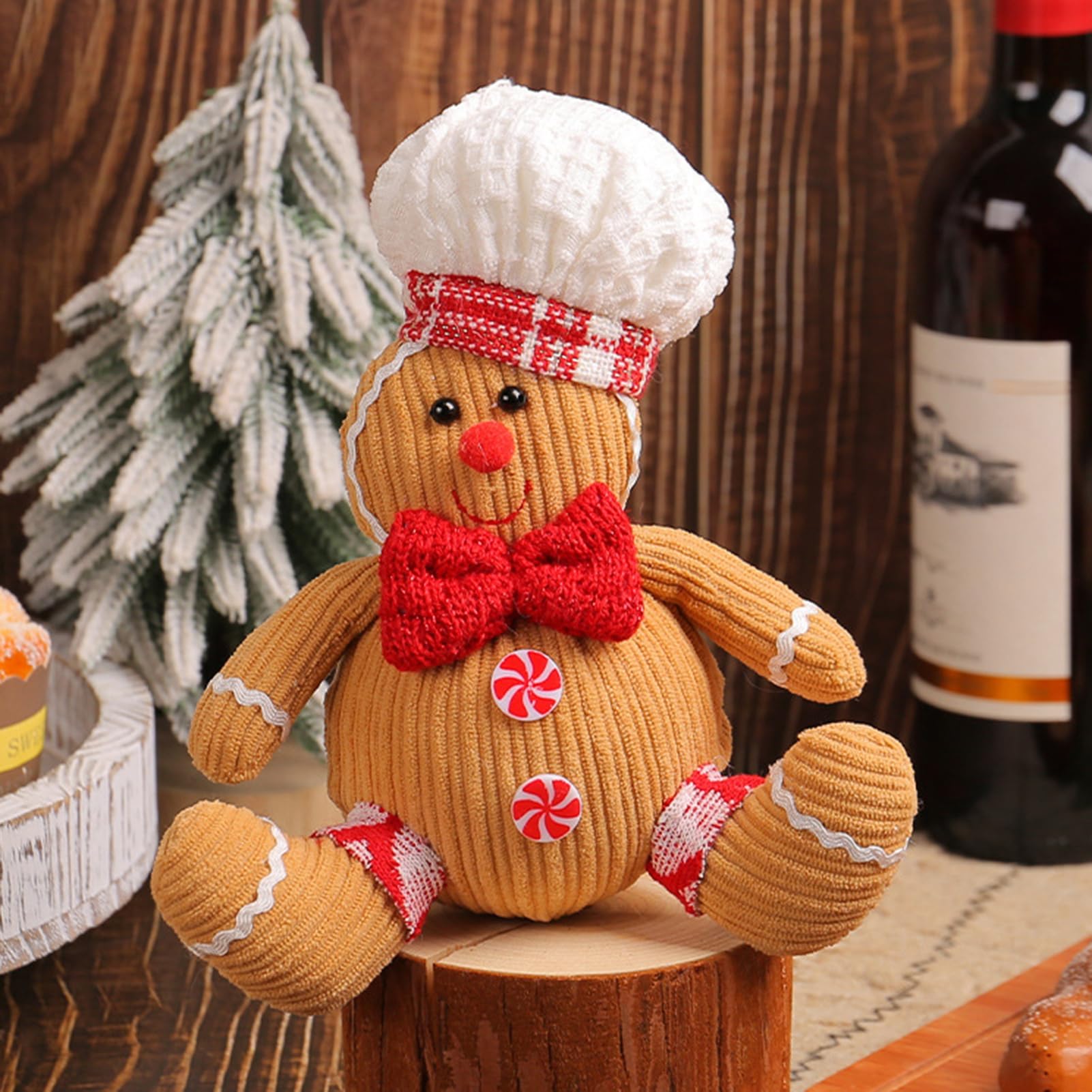 Hshduti B Gingerbread Ornaments For Xmas Tree Decoration, Plush Stuffed Ginger Man Figurine Ornaments For Christmas Holiday Party Decora