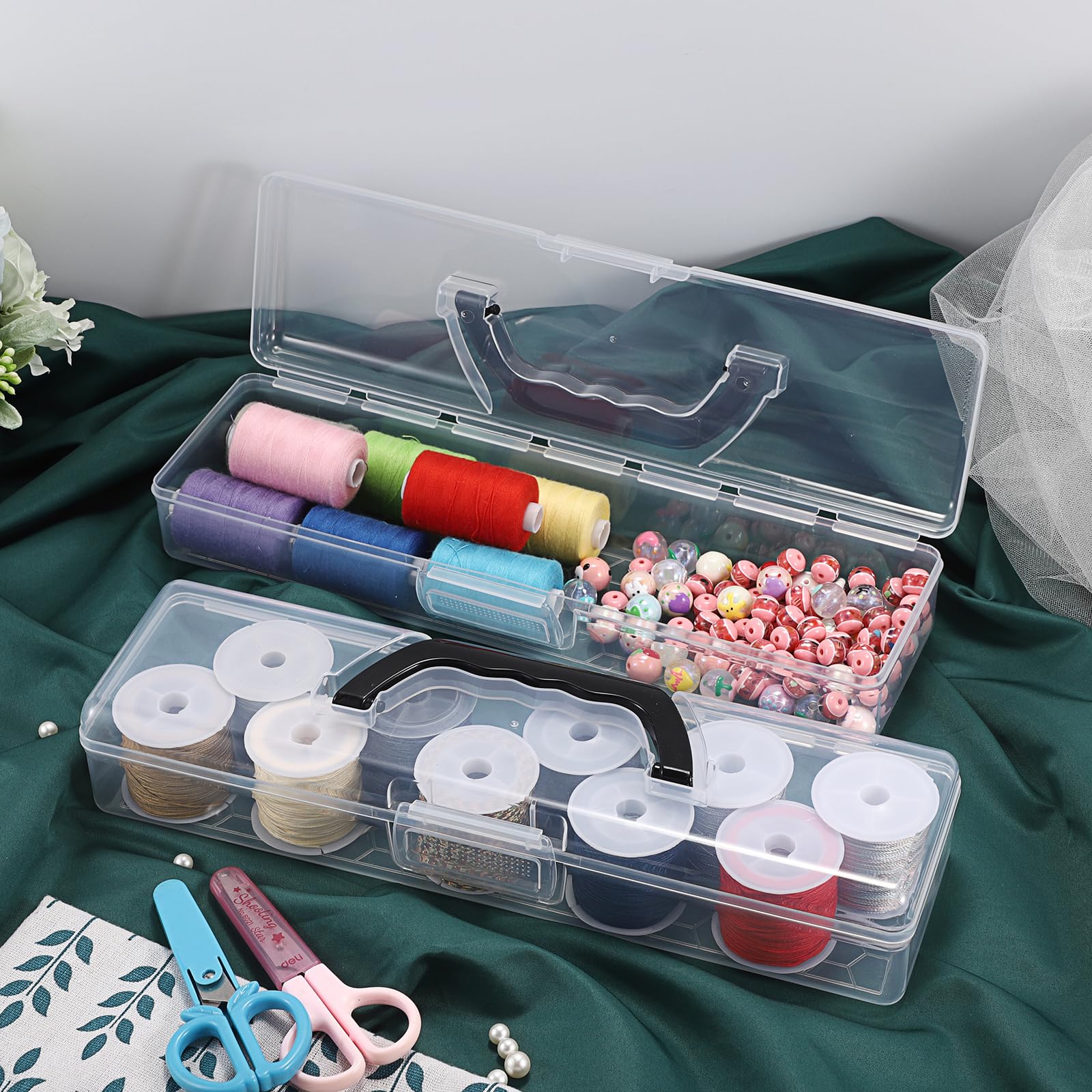 SUMTree 3 Stück Pinselbox aus Kunststoff, tragbar, Aufbewahrungsbox mit Deckel für Pinsel, Bleistifte, Zeichenwerkzeuge (schwarzer Griff)
