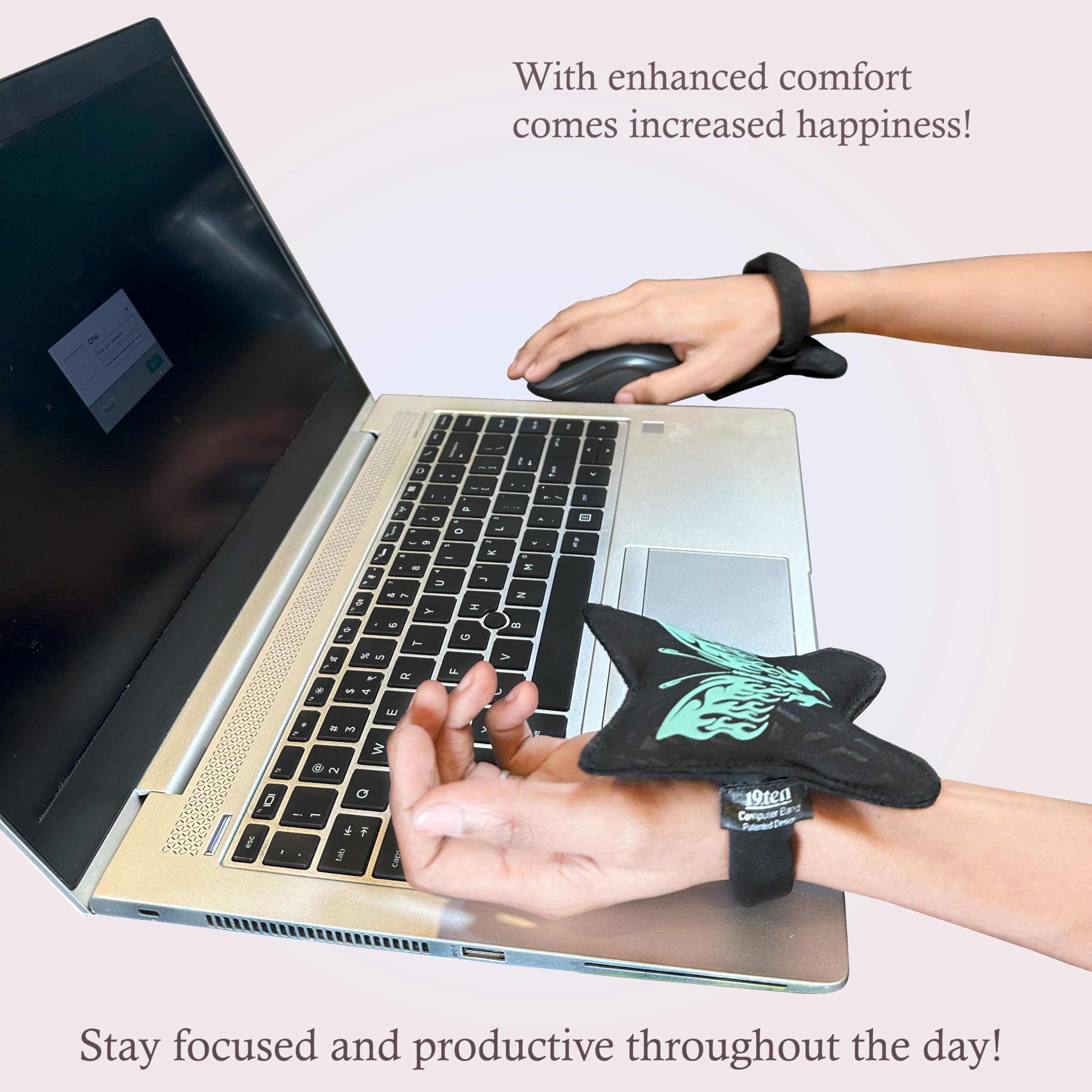 19.ten Wrist Support Band for Office Computer Keyboard Mouse Laptop PC Gaming Wrist Pain Relief Band Hand and Wrist Braces (Black Butterfly) 1