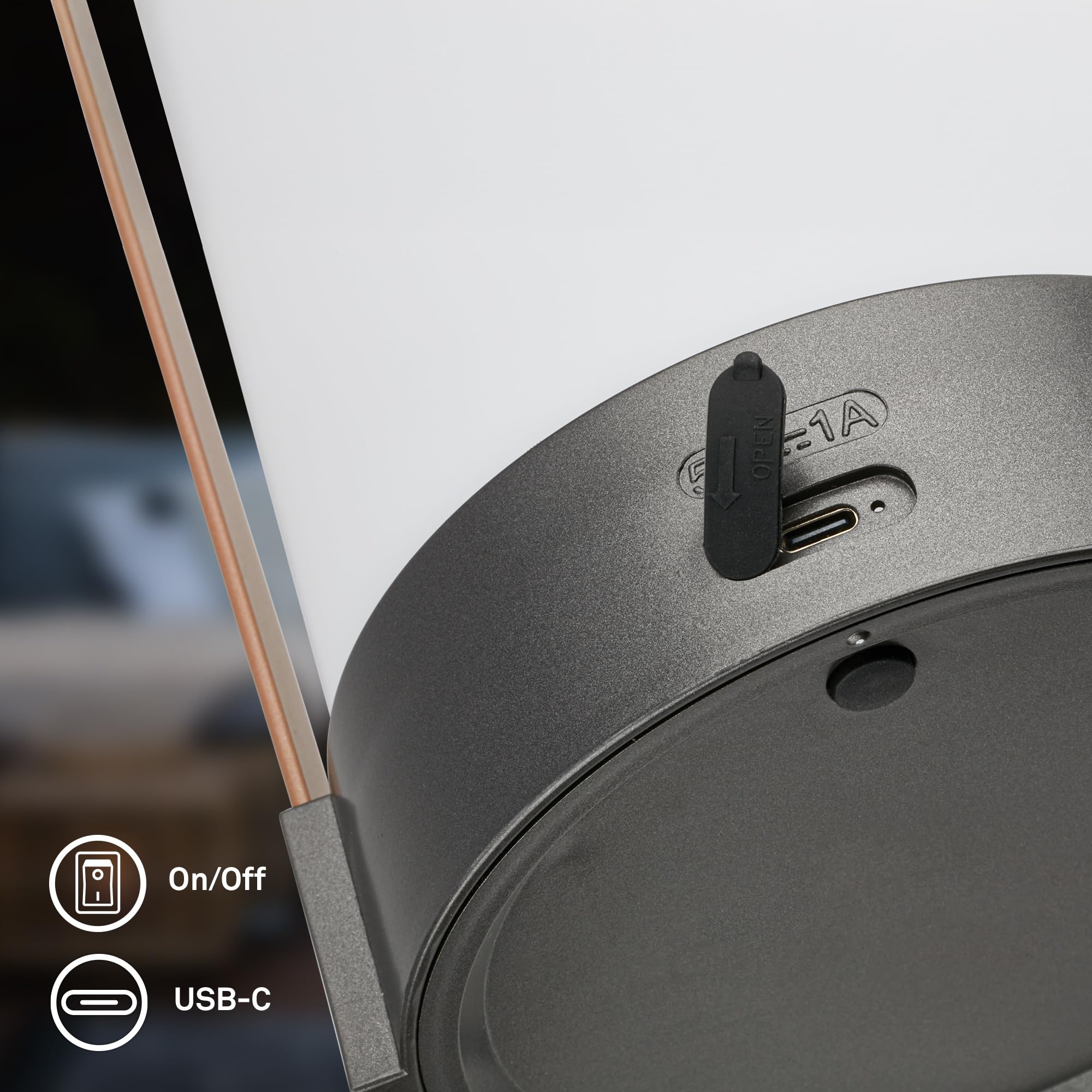 BRILONER - Lampara de mesa sin cable, regulable en niveles, ip44, cable usb-c, brillo regulable, LED recargable, lampara mesita noche, 14.5 x 13.5 x 24 cm, antracita coffee