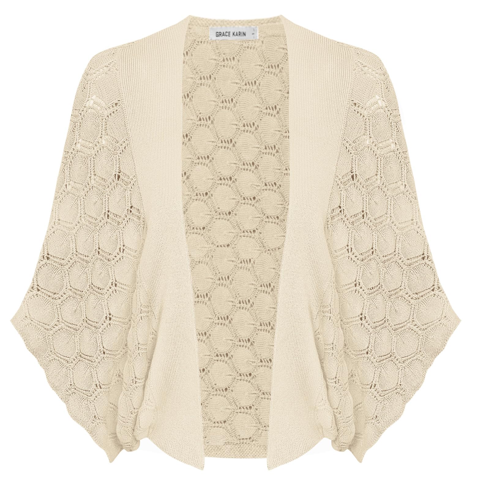 GRACE KARIN Gilet Femme Manches Chauve-Souris Ouvert Châle Cardigan Elegant