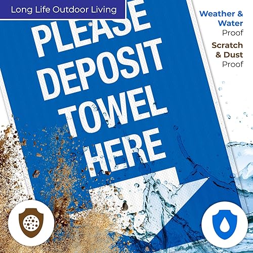 Miniatura 10 de Please Deposit Towel Here With Downward Arrow Sign, 12x18 Inches, 55 mil thick HDPE (high density polyethylene), Fade Resistant, Made in USA by Sigo