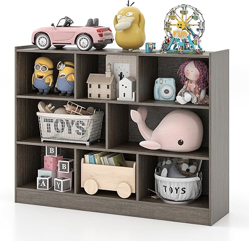 Miniatura 10 de IFANNY Organizador de almacenamiento de juguetes, estantería para niños de 2 niveles, estanterías para niños de 5 cubos, armarios y estantes,