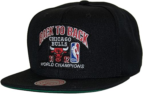 91-92 Campeones de espalda a espalda Snapback HWC Chicago Bulls, Negro -
