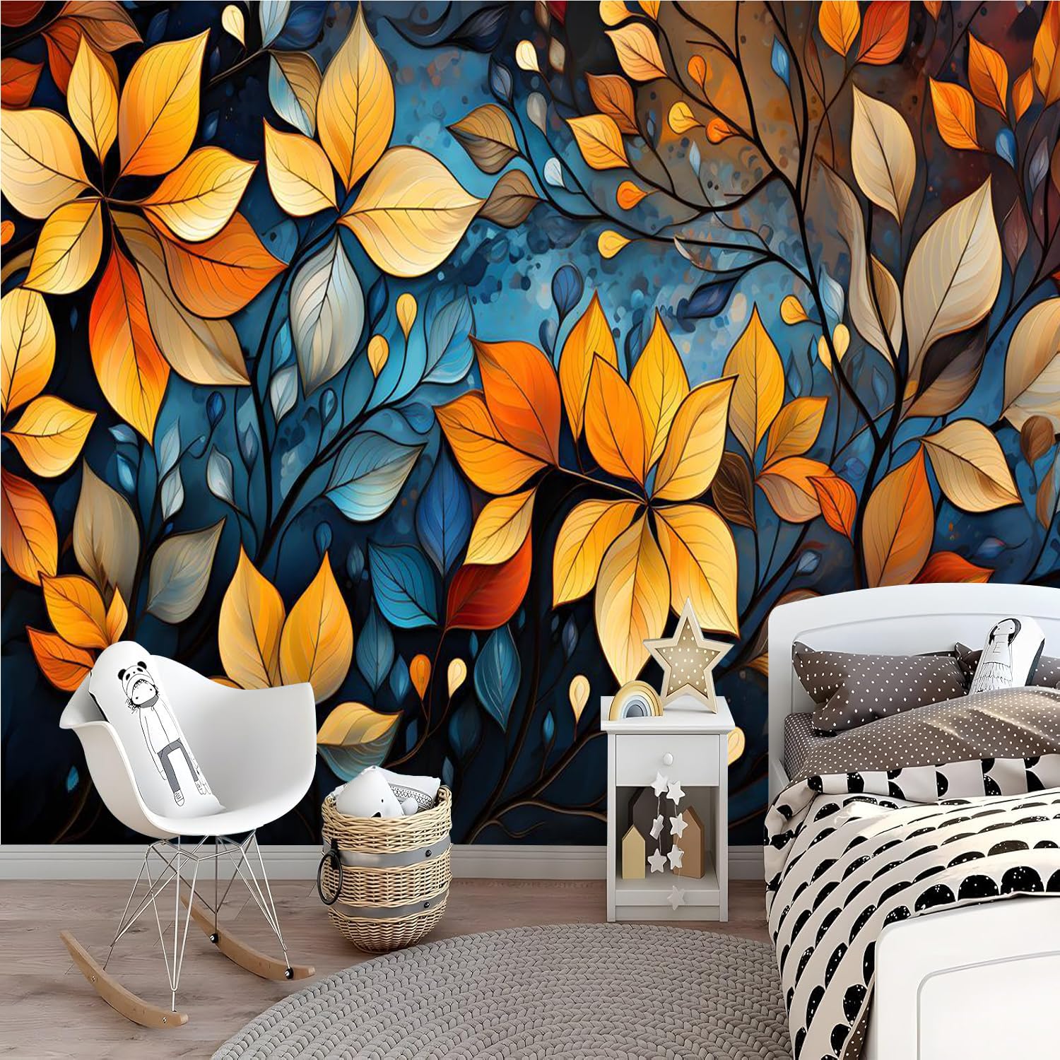 Carta da parati effetto 3D Astratto Floreale 350 x 256 cm Murale Non Tessuto Colorato Retrò Artistico Fotomurale Stampa HD Moderna Poster Per Soggiorno E Camera Da Letto Design 2M1203