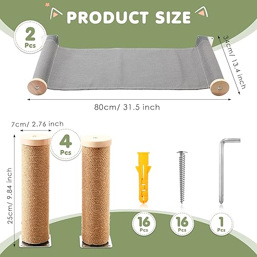 Miniatura 2 de Tuanse Juego de 2 hamacas de pared para gatos con escalones para gatos, estantes modernos de escalada para gatos, estantes de pared para gatos