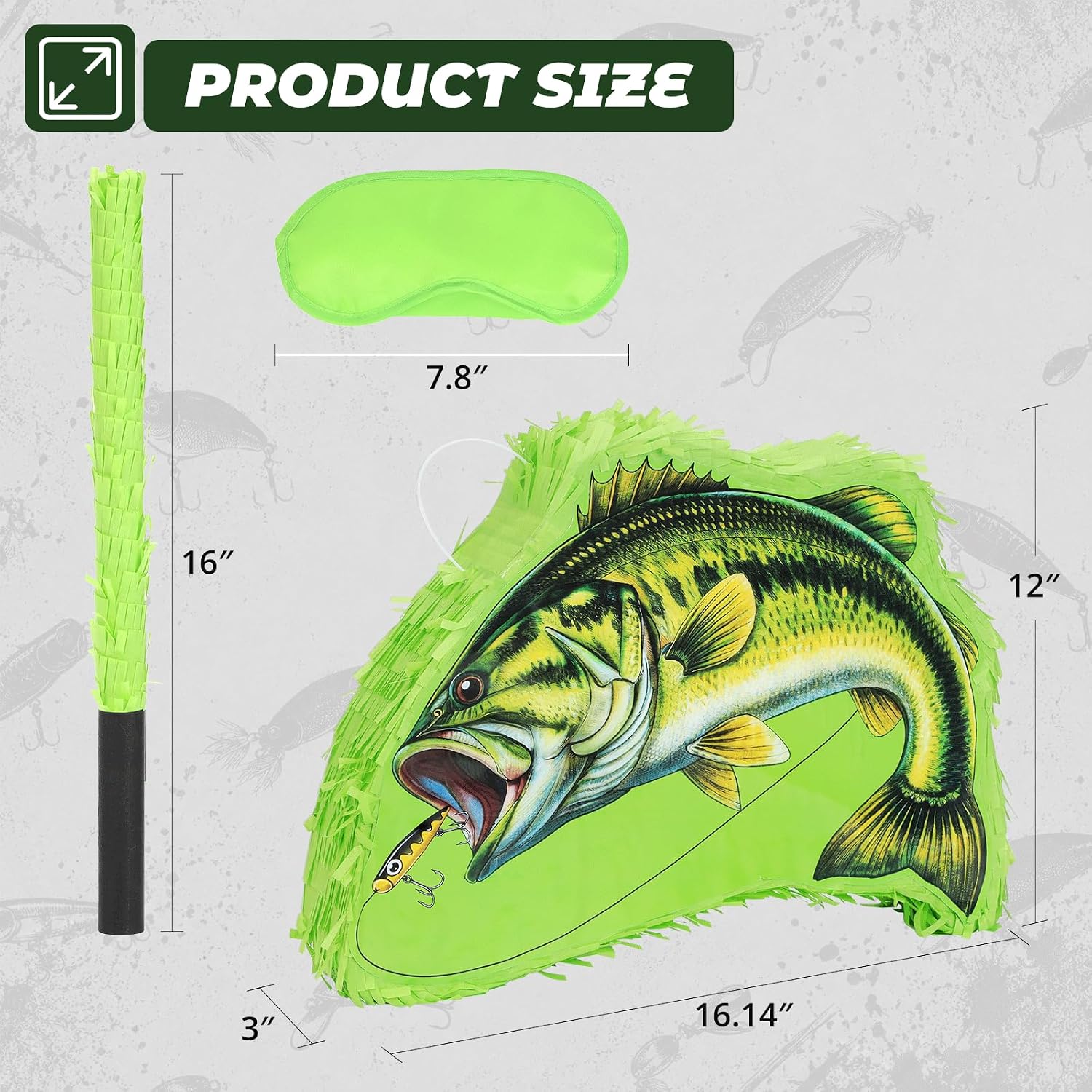 Cozystar Bass Fish Pinata for Fishing Party Decorations, Reeling in the Big Ofishally One Birthday Themed Game for Adults, Boys & Kids, Summer Piñata, Favor Supplies