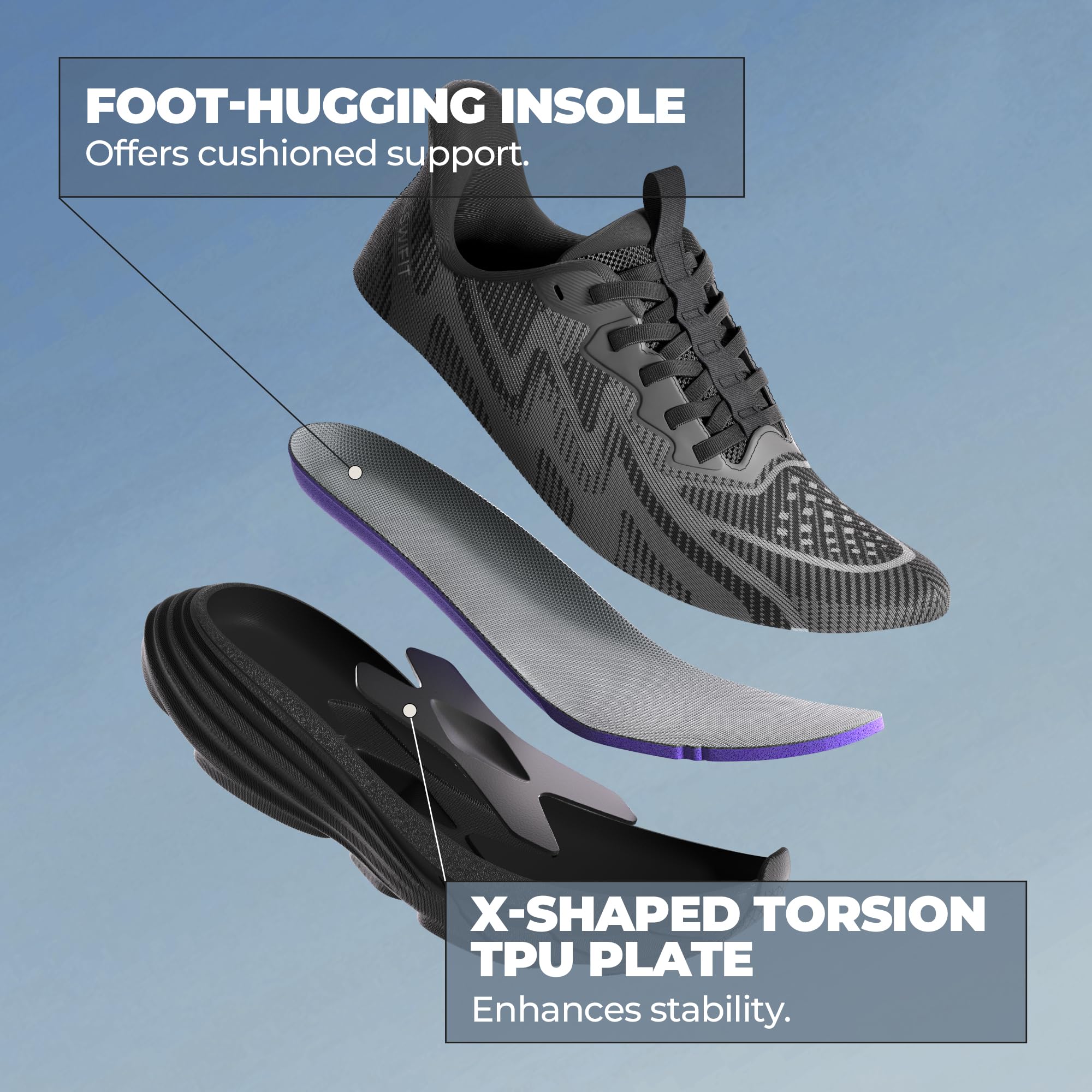ALLSWIFIT Zapatillas de senderismo para mujer, sin cordones, con cojín manos libres, para correr, tenis, SwiftPlush antideslizantes, cómodas, para entrenamiento, gimnasio, atléticas, a la moda