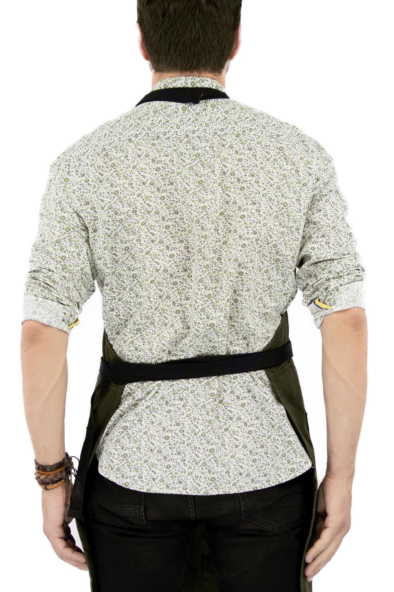 Under NY Sky Grembiule in twill o denim senza cravatta, Verde muschio, Medium to X-Large