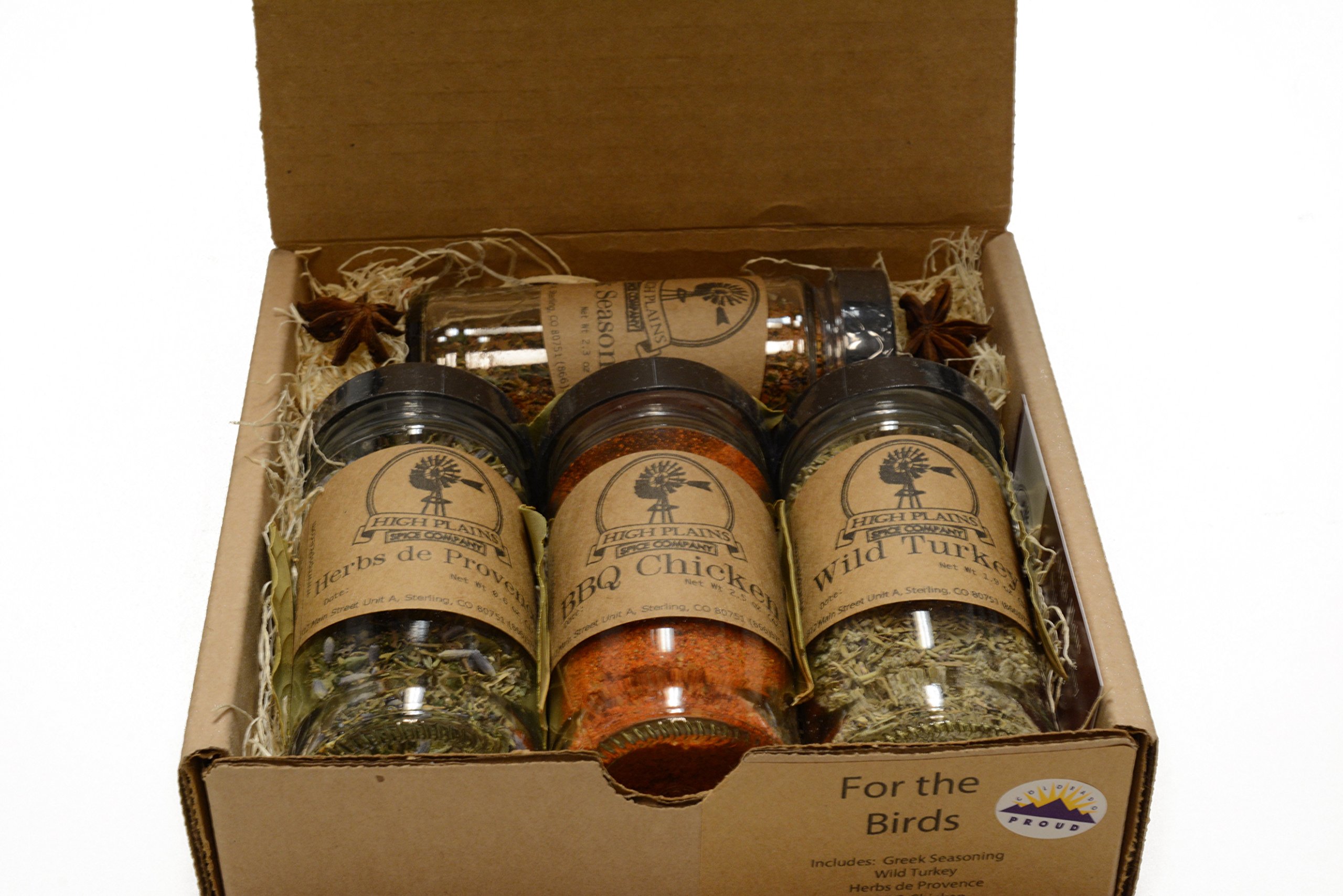 For the Birds Gift Set of 4 ~ Gift Set by High Plains Spice Company ~ Gourmet Meat and Veggie Spice Blends & Rubs For Beef, Chicken, Veggies & All Recipes ~ Spice Blends Handcrafted In Colorado, USA