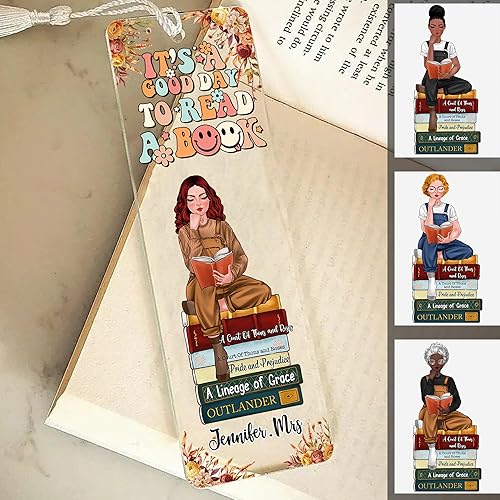 Miniatura 9 de Gossby Marcapáginas de acrílico transparente personalizado para mujeres, regalo personalizado para amantes de los libros con diseño, nombre,