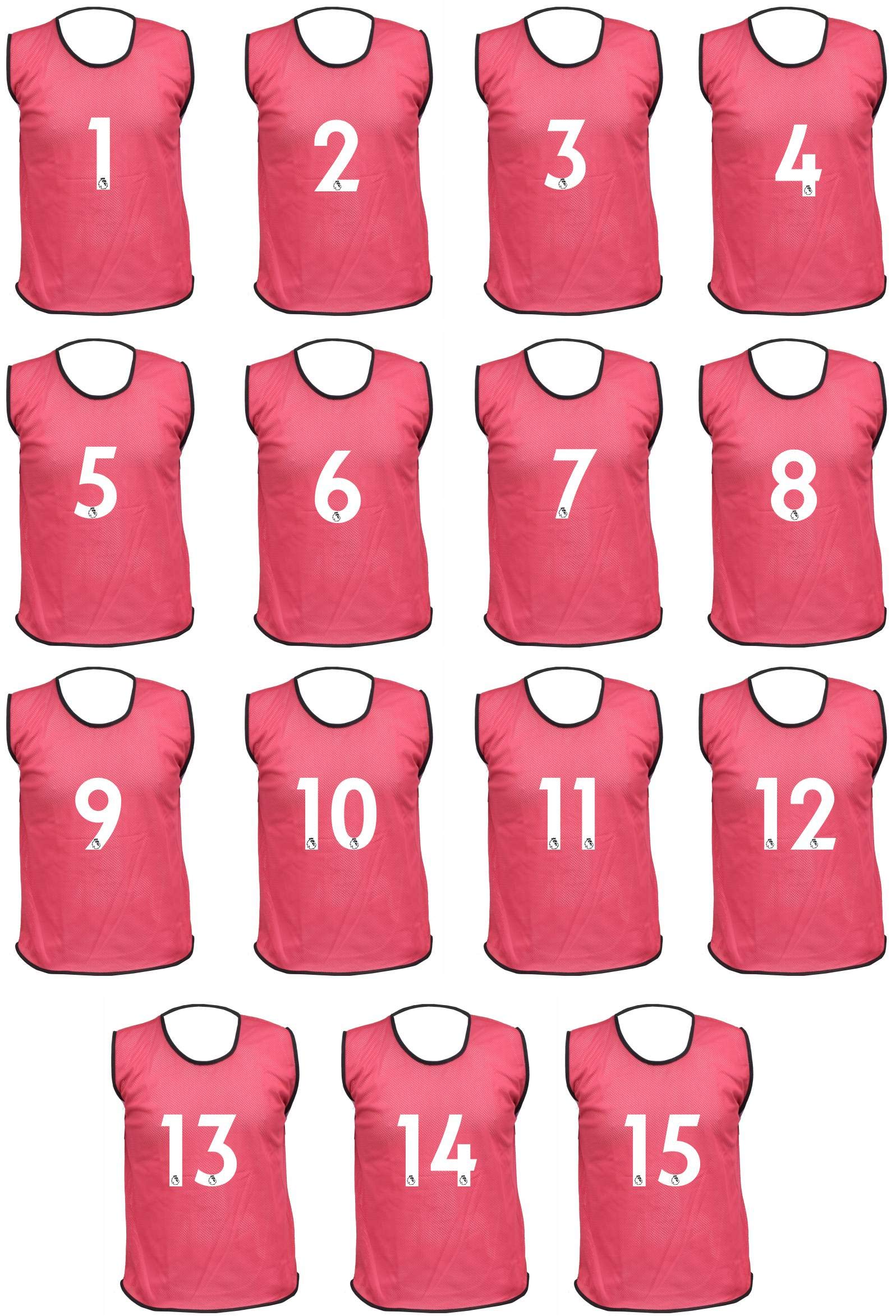 15 MESH BIBS FOOTBALL TRAINING SPORTS BIBS PRINTED NUMBER (1-15 OR number of your choice) Back only (Pink, Adult (Large to XL))