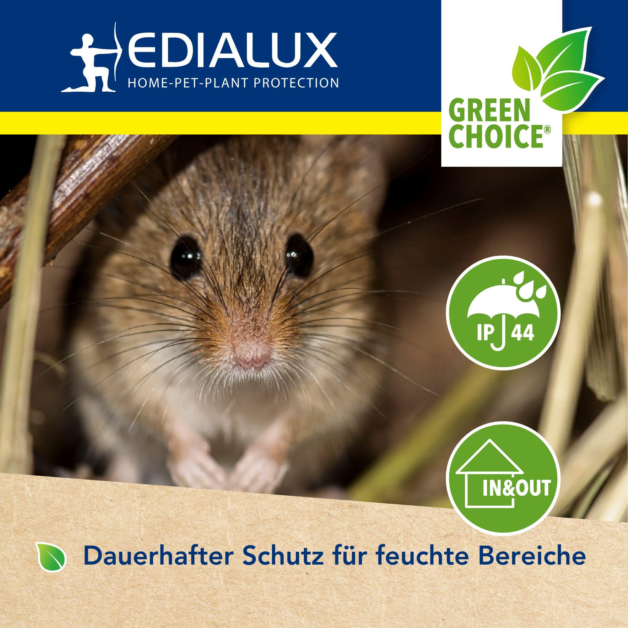 Edialux Ultraschall Mäuse- und Rattenvertreiber für innen und außen, USB wiederaufladbarer Nagervertreiber mit 80 m2 Abdeckung, IP44 wasserfest mit Langer Akkulaufzeit