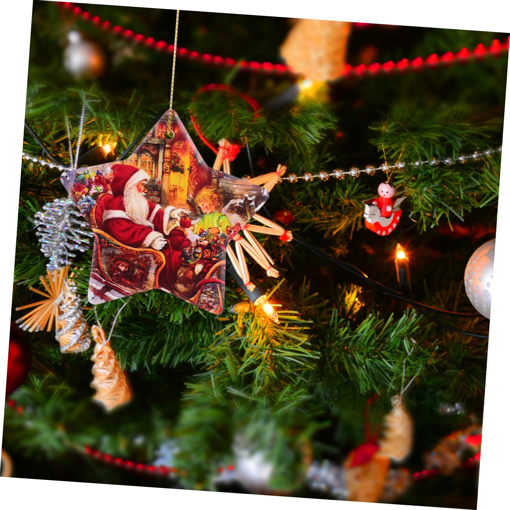 10 Pezzi Decorazioni Natalizie a Forma di Stella, Leggere e Facili da Appendere, per Addobbi e Feste di Natale