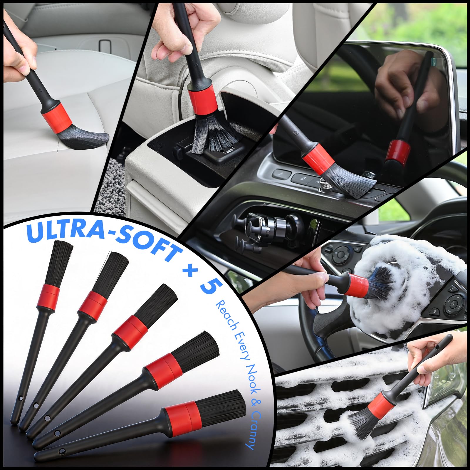 28-teiliges Auto-Detaillierungs-Set, Innenreiniger, Auto-Innenreinigungsset mit schnurlosem Handstaubsauger, 2-in-1-Mopp, Innen-Autopflegebürsten, Windschutzscheiben-Reiniger, Autozubehör, Geschenk