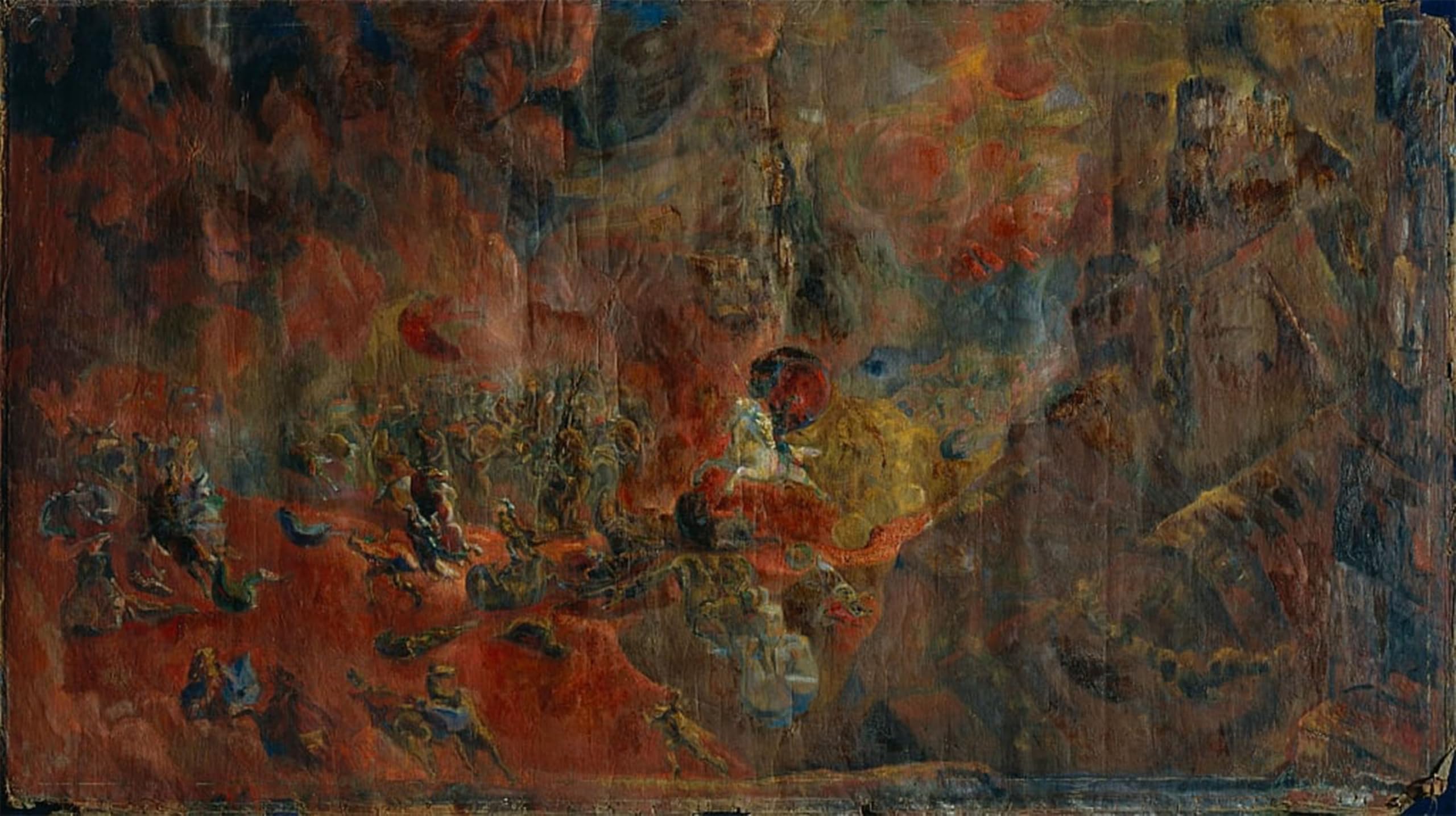 Artxlxxbn No Frame Famous Painting Art Wall Decor Abstract Art Picture Battle Scene By Georgi Bogdanovich Yakulov Animal Pictures For Home Decor 60X90cm