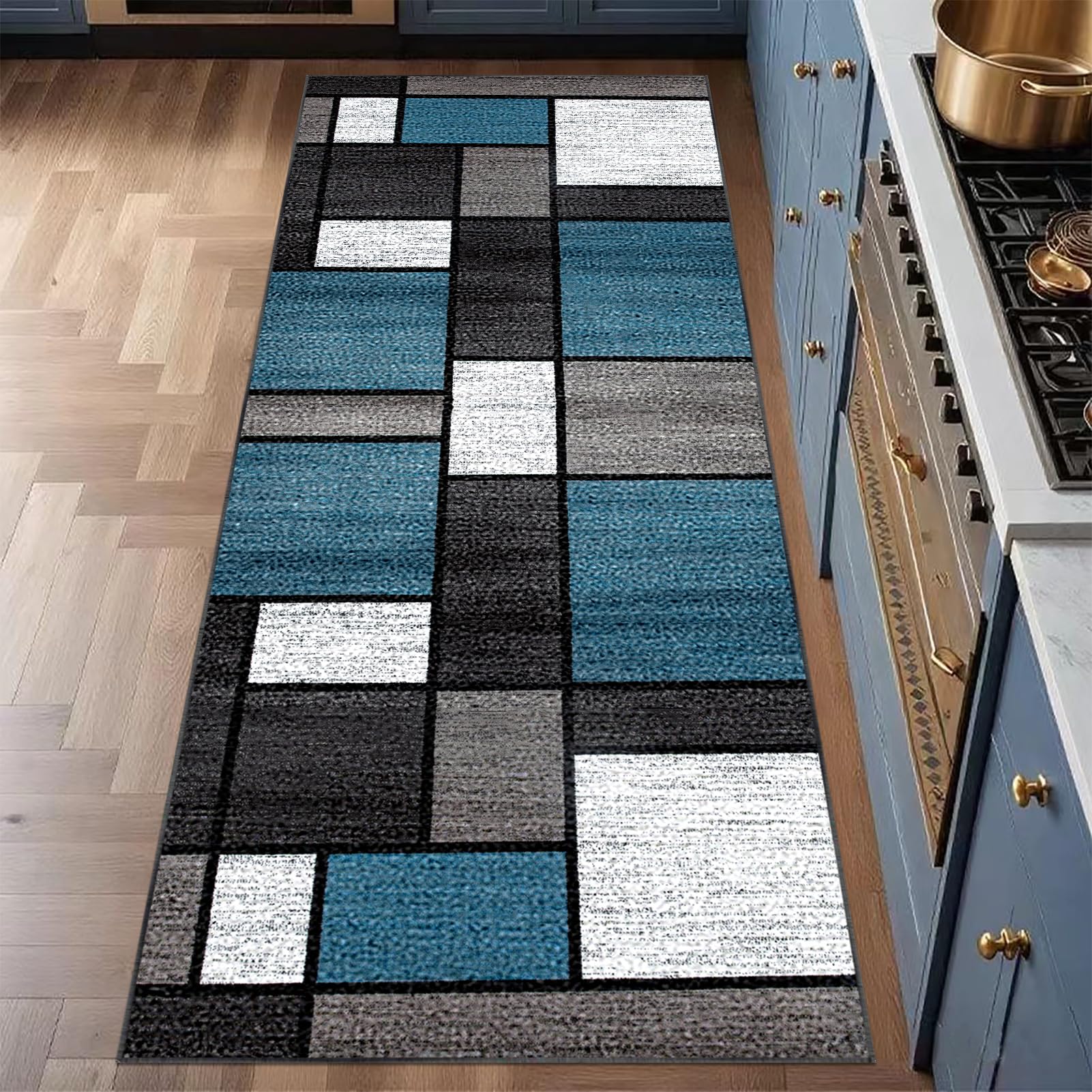 Laegnfho Runner Rug for Hallway Non Slip, Long Hallway Hall Runner, Runner Rugs for Kitchen Mat, Narrow Rugs Washable for Bedroom, Laundry Room, Kitchen, Entrance, Corridor 50 x 90 cm