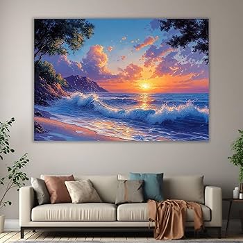 Amazon.co.jp: JGKBBSY(へはぼそ) ブルー、オレンジ 海の絵