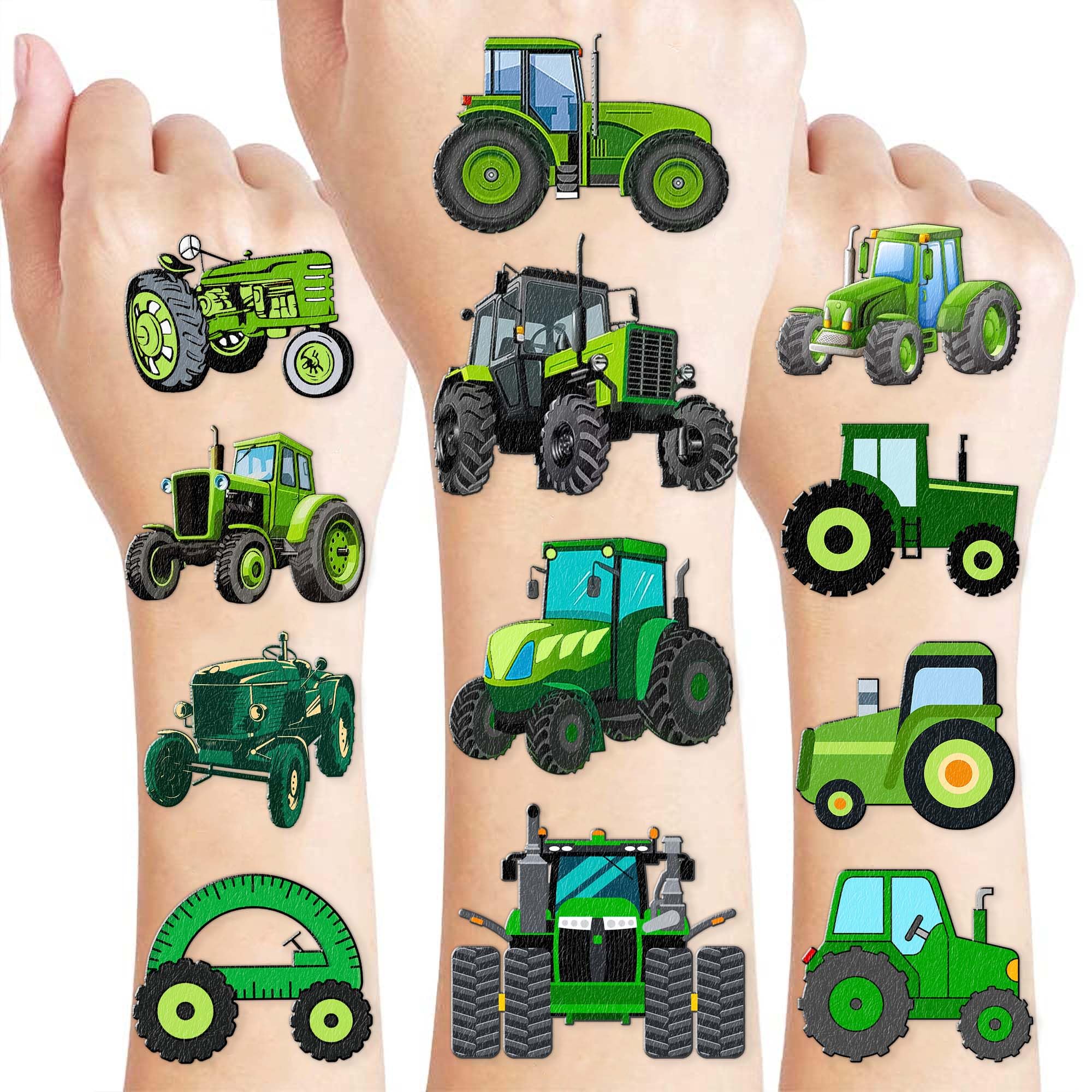 10 Tatuajes Temporales De Vehículos De Construcción Para Niños – Impermeables Y Fáciles De Aplicar