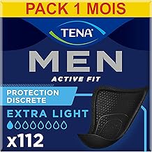 TENA Men Extra Light Incontinence Pads for Light Urinary Leaks - 112 Protectors (Pack of 1 Month)