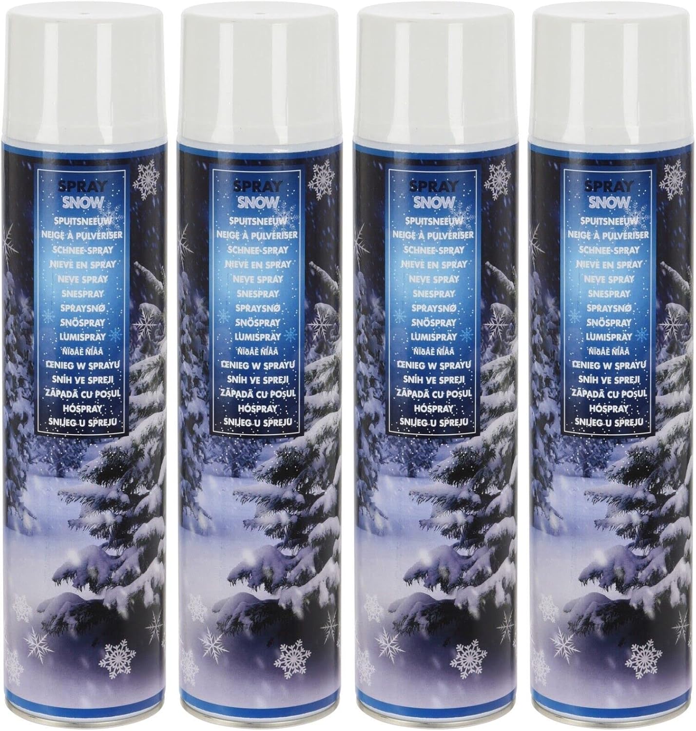 Rammento Pack of 4 Artificial Snow Sprays 600ml Large Bottles of Fake