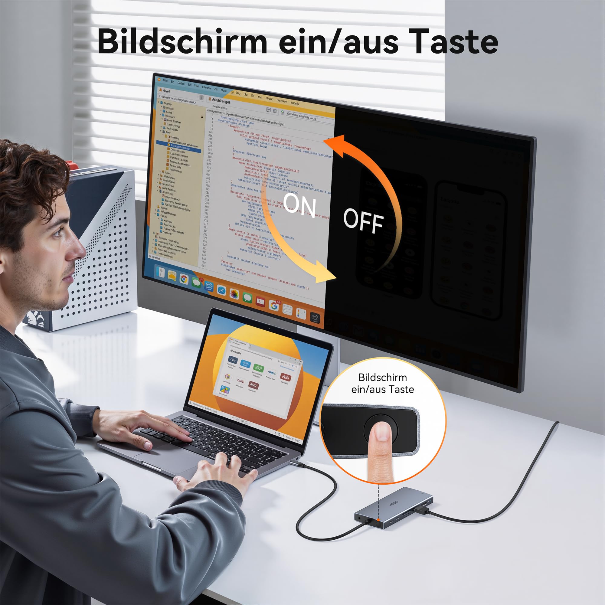 Dockingstation Laptop 15 in 1 USB C Hub Triple Display 8K HDMI DisplayPort Ethernet PD 5USB SD TF Audio