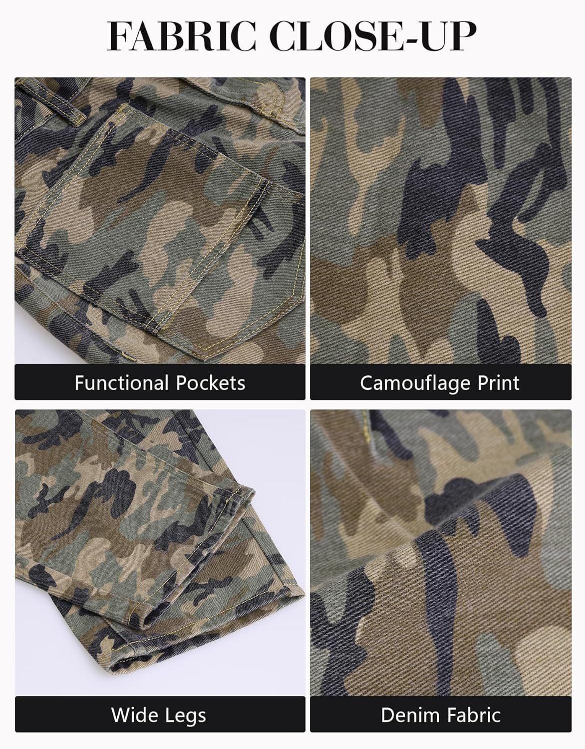 Kedera Barrel Jeans for Women Mid Rise Camo Pants Wide Leg Graphic Trousers Baggy Boyfriend Denim Pants with Pockets - Image 6