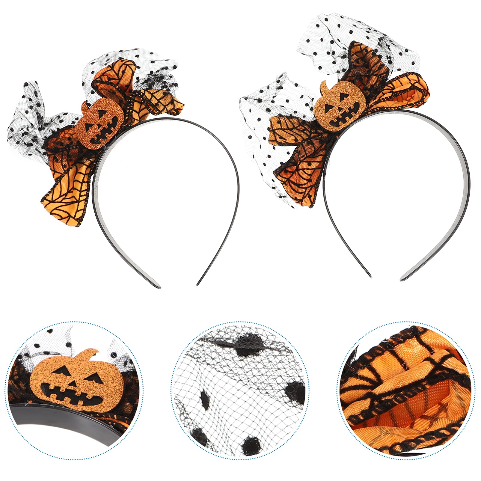 Amosfun Halloween Headbands Halloween Pumpkin Hairband Mesh Bowknot Headbands Boppers Accessories for Haunted House Party Cosplay Headdress - Image 3