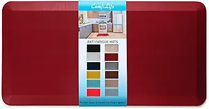 ComfiLife Anti Fatigue Floor Mat – 3/4 Inch Thick Kitchen Mats for Floor, Standing Desk Mat, Kitchen Rug – Comfort at Home, Office – Durable – Stain Resistant – Non-Slip Bottom (20" x 39", Red)