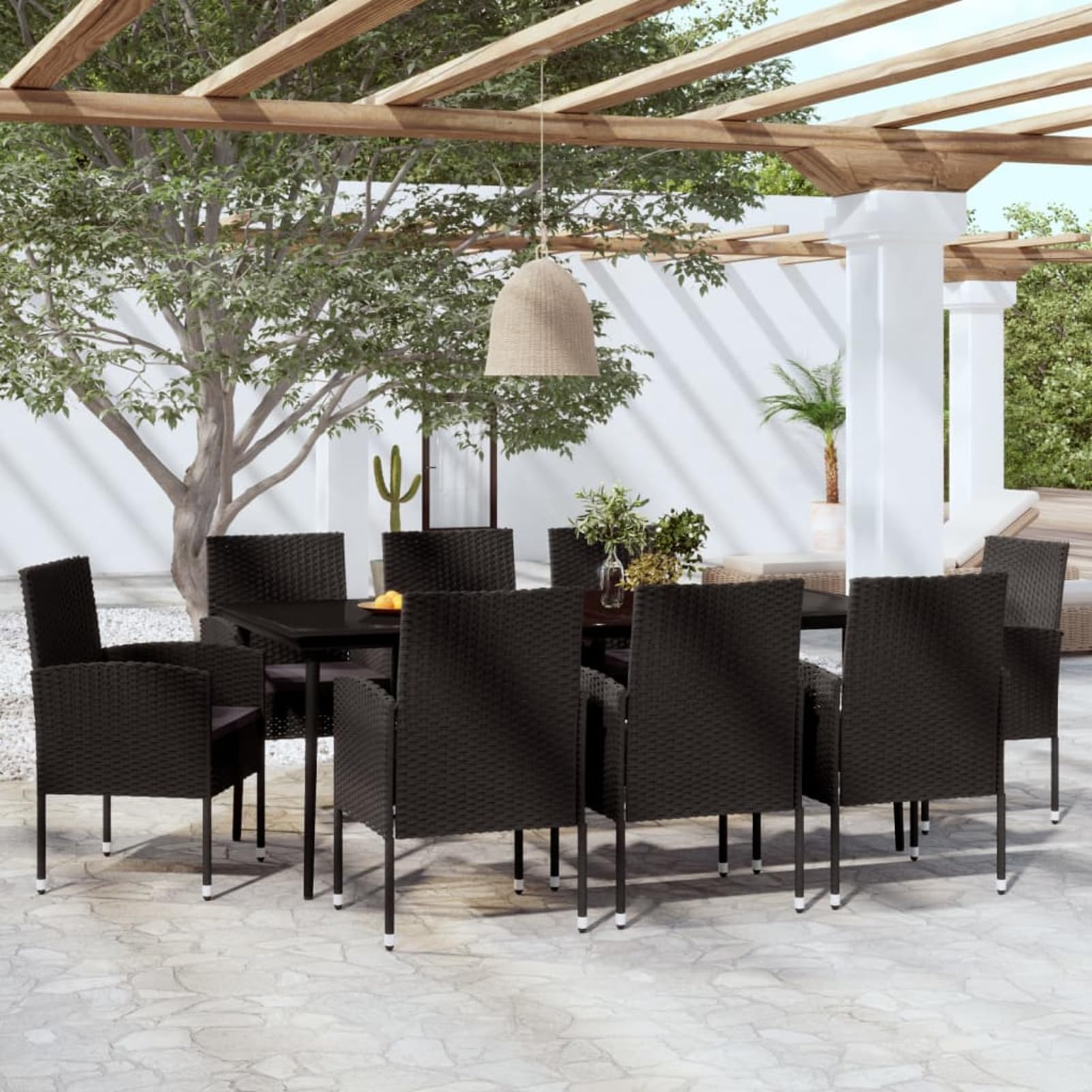 ATOMSTACK MAKER HOMELEN - Set di mobili da giardino da 9 pezzi, resistente alle intemperie, in rattan sintetico, tavolo e sedie con cuscini, per terrazza, giardino, balcone, sala da pranzo all'aperto