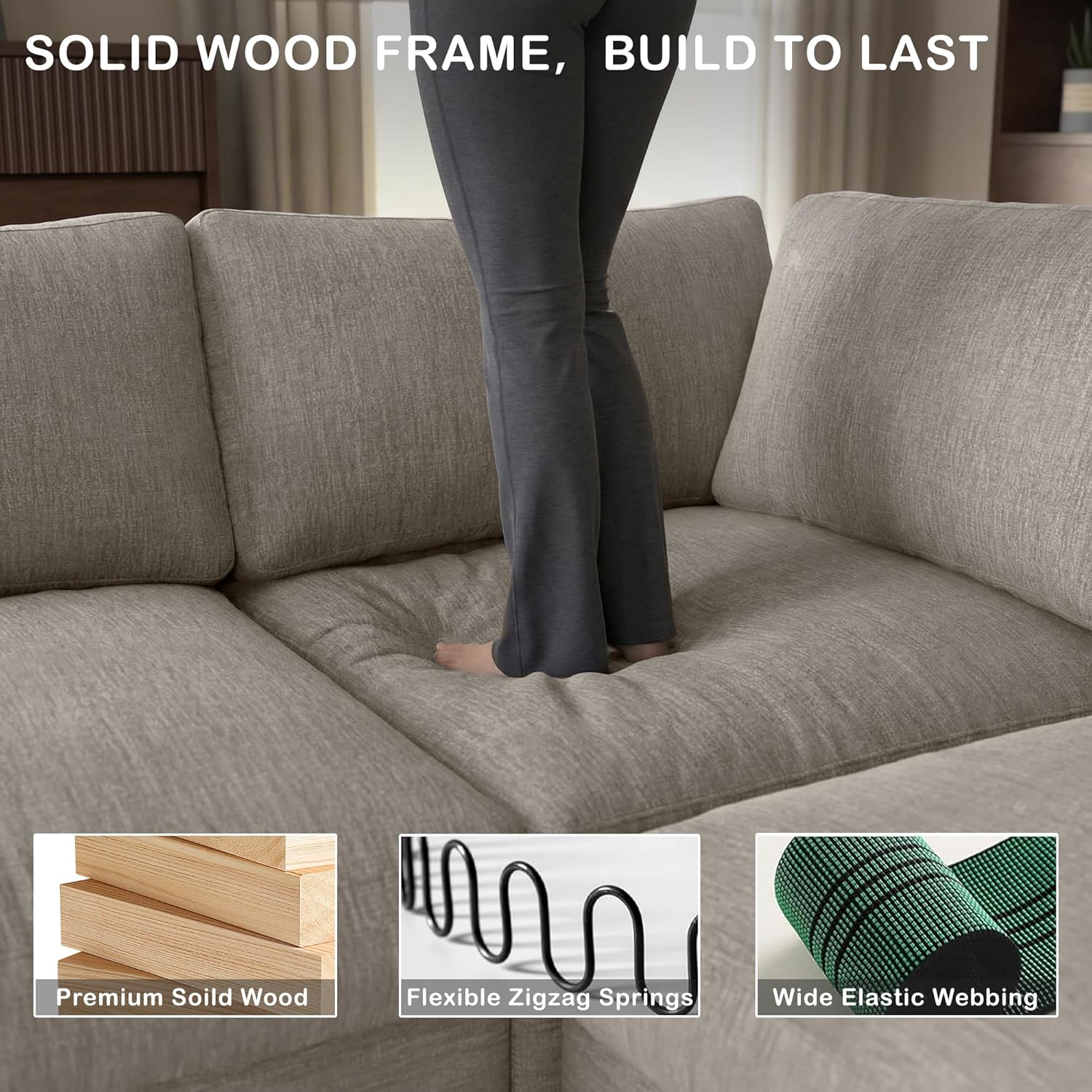 70'' Cloud Sectional Couches for Living Room, 2 Seater Modular Sectional Loveseat Sofa with Curved Armrest, Easy Install, Chenille Linen Fabric, Light Gray | Cloud-Like Comfort, Ample Hidden Storage, Customizable Modular, Solid Wood Frame, Tool-Free Assembly