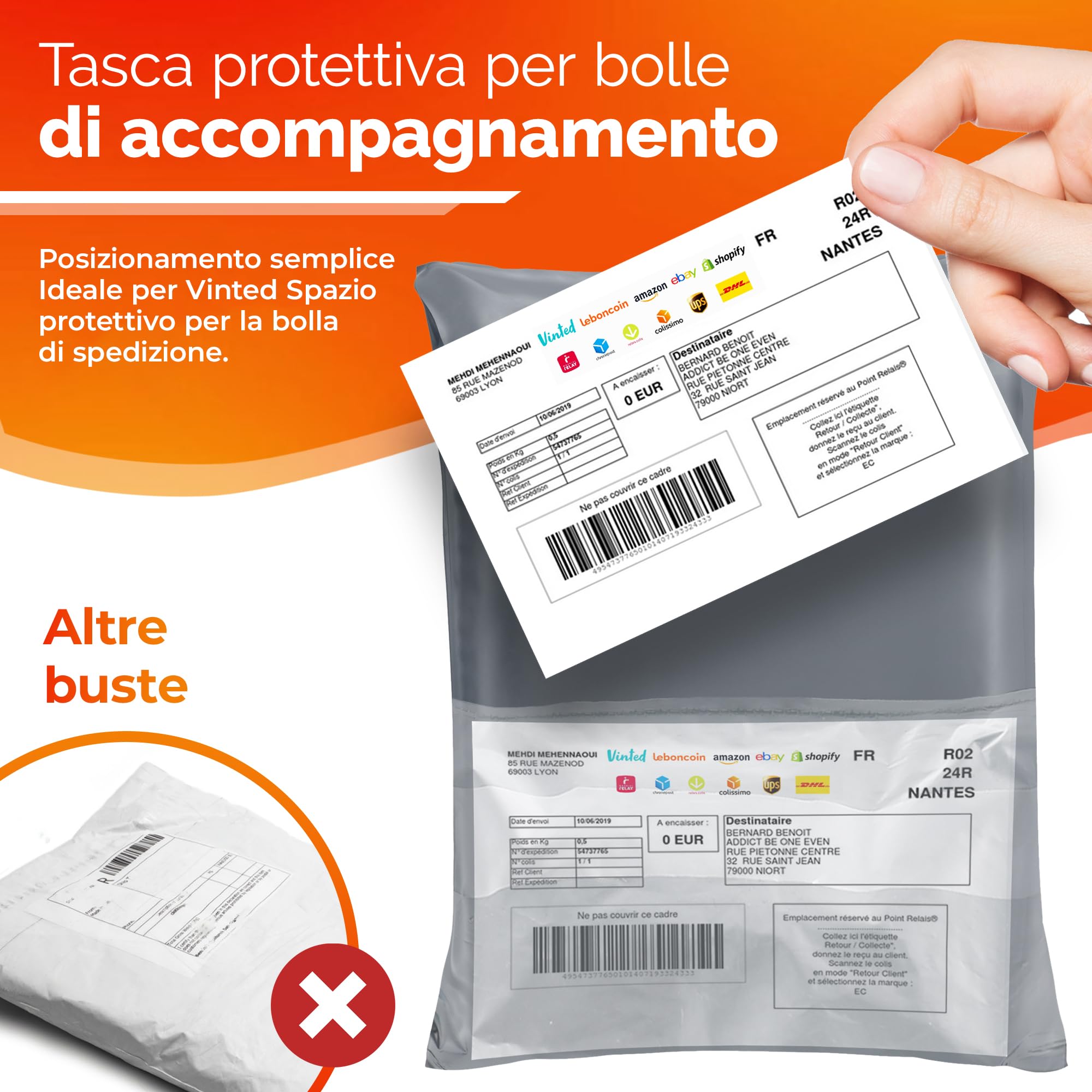 Buste per Spedizioni Vinted - Sacchetti Opaqui Auto-Adesivi - Confezione da 30