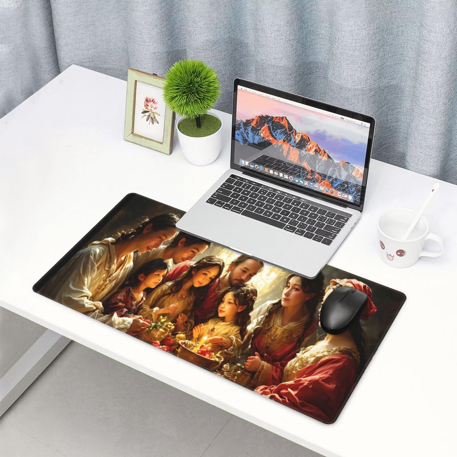 Podkładka pod mysz Notre Dame, duża podkładka pod mysz 1200 x 400 mm, rodzinna podkładka pod mysz do gier, podkładka na biurko ze zszytymi krawędziami, podkładka pod mysz z klawiaturą, do pracy, gier,