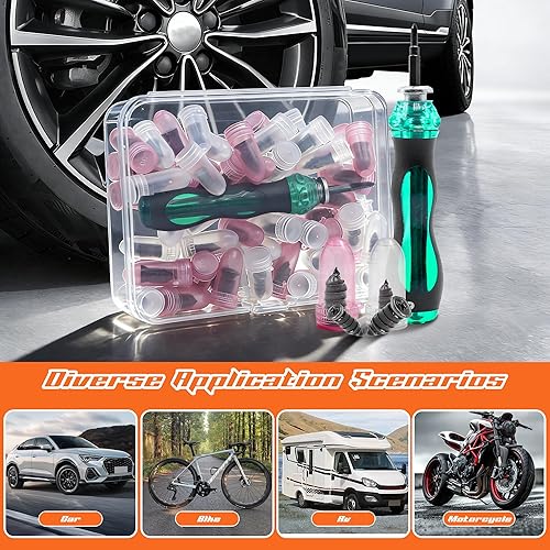 Miniatura 3 de Juego de 60 clavos de goma para reparación de neumáticos, tapones de tornillo de neumáticos al vacío, herramienta de reparación rápida de neumáticos