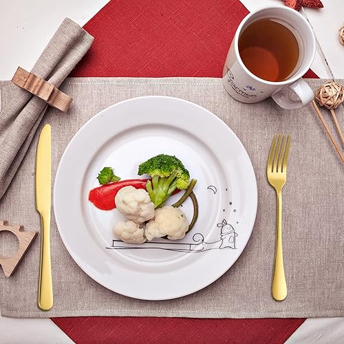 Miniatura 7 de Juego de cubiertos de 24 piezas, juego de cubiertos de acero inoxidable dorado para 6, cuchara tenedor y cuchillo, juego de vajilla para el hogar