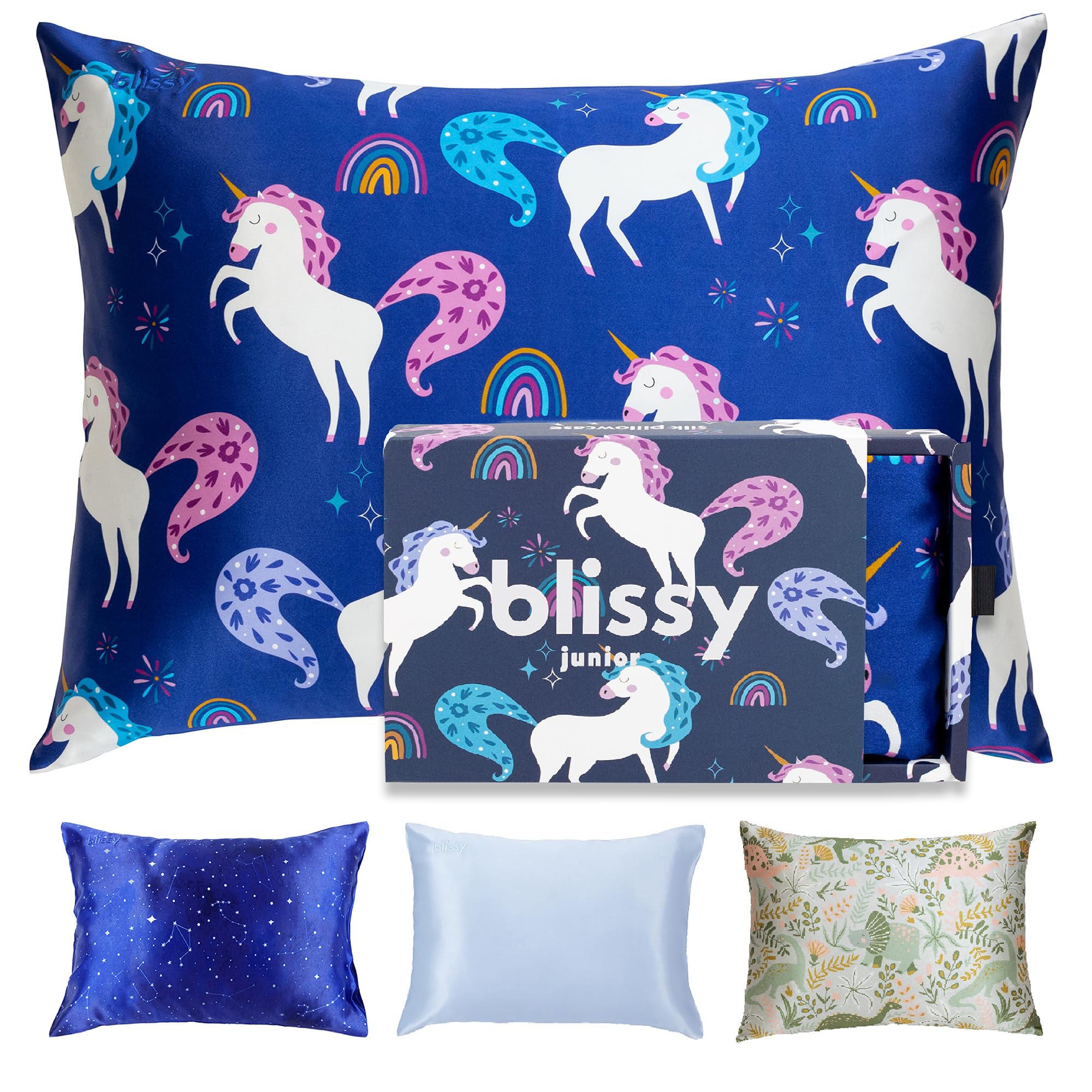 Blissy Toddler Silk Pillowcase - 100% Pure Mulberry Silk - 22 Momme 6A High-Grade Fibers - Soft and Gentle Silk Pillowcase for Kids Hair and Skin (Toddler 13 x 18 in, Unicorn)